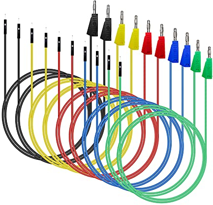 iHaospace 10 Stück Bananenstecker Kabel 4mm Bananenstecker zu Jumper Draht stapelbar Bananenstecker zu männlich Jumper Kabel Breadboard Test Kabel Für Multimeter