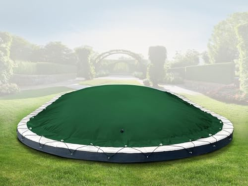 ANKO PLANEN Aufblasbare Poolabdeckung oval - Premium Abdeckplane für den Pool - ideale Winterlösung AirDeluxe (Grün, Poolinnenmaß: 7,37m x 3,60m)