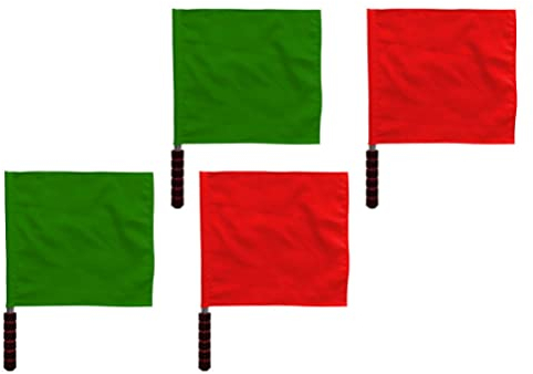Operitacx Bandiera dell'arbitro, 4 pezzi, bandiera verde rossa, bandiera dell'arbitro, con manico in acciaio inox, bandiera di sicurezza per calcio e sport
