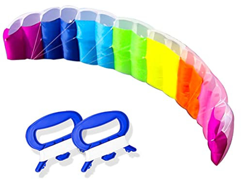 DWLIFE Rainbow Stunt Kite, 1.4m Dual Line Parafoil Power Kite for Children & Adults, Outdoor Seaside Beach Toy