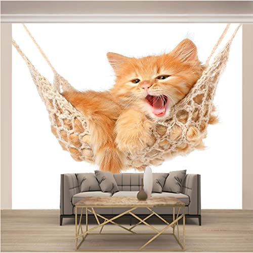CILODO 3D Papier Peint Chats jaunes et animaux Salon Chambre Bureau Couloir Décoration Peinture Murale Moderne Décor Mural 200cm×140cm(LxH)