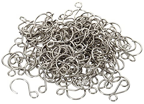 PATIKIL Curtain S Shape Hook, 160 Pack 8mm Open Width Mini Stainless Steel Ornament Hooks for DIY Crafts Chandelier Christmas Tree Accessories, Silver