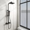 Acezanble Colonne de Douche Thermostatique Réglable en Hauteur Colonne de Douche Mecanique Kit Set de Douche en Laiton Noir Mat Solide