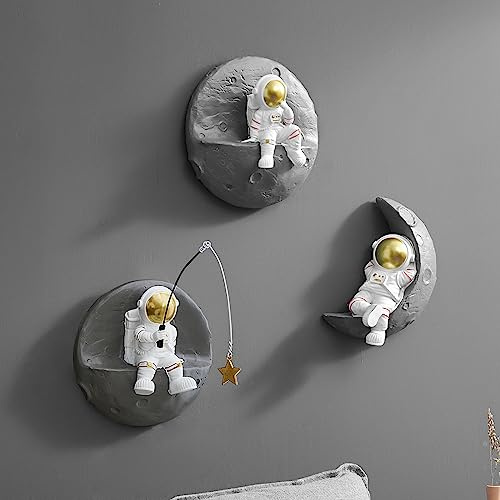 AWNR Astronauten-Wandskulptur, Dekoration für moderne Wohnkultur, Hintergrund, 3D-Wanddekorationen für Wohnzimmer, Sofa, Schlafzimmer, Wanddekoration, Weltraumthema, Wanddekoration für Kinderzimmer, 3