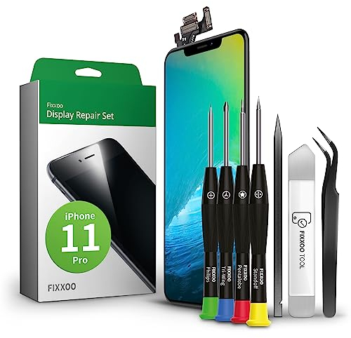GIGA Fixxoo® Display für iPhone 11 Pro [inkl. Werkzeug-Kit] - Retina LCD Glas mit Touchscreen - Display Reparatur Set für iPhone - Ersatzdisplay für iPhone mit Werkzeugkit