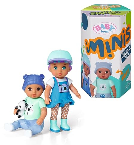 BABY born Minis Doppelpack mit Minis-Puppen Tom und Becky mit Farbwechseleffekt, Stickerbogen und Accessoires, 906040 Zapf Creation