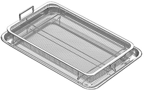 Stainless Steel Air Fryer Crisping Basket Tray Dehydrator Set Healthy Cooking Accessories For Grill Fries/Bacon/Chicken Crisper Tray For Air Fryer Oven Microwave Refrigerator Stainless Steel Racks Air