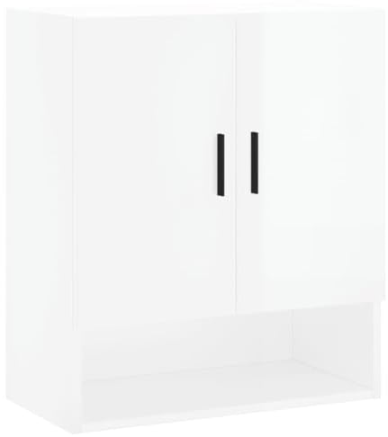 vidaXL Wandschrank, Hängeschrank mit viel Stauraum, Wandmontage Badschrank Medizinschrank, Aufbewahrungsschrank für Wohnzimmer, Hochglanz Weiß Holzwerkstoff
