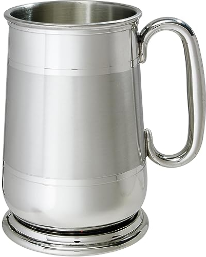 Zinn Krug 1 Pint Satinband mit Howard-Stil C-Griff Rein Schwer Messgerät Bier Krug Möglich für Gravur Personalisierte Geschenke für Männer und Frauen