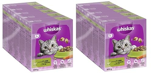 WHISKAS Karton Trocken 1+ Katzenfutter Katzentrockenfutter (2x5x 800g, Lamm)