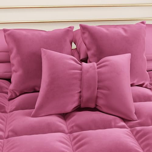 PETTI Artigiani Italiani - 2 Cuscini Divano in Velluto con Imbottitura, Copricuscini Camera da Letto, Cuscini Arredo con Cerniera Invisibile, Cuscini Velluto Fuxia 2 Pezzi - 50x50 cm