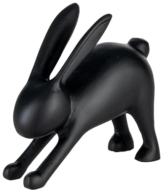 EGLO LIVING Osterdeko Yoga Hase Marovato, Deko Figur Ostern Frühling, Frühlingsdeko Osterhase minimalistisch, Tischdeko Osterfigur aus Aluminium in Schwarz, 21 x 21 cm