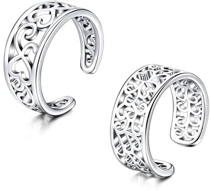 Mayhoop Vintage Zehenringe für Männer Jungen Chirurgenstahl Verstellbare offene Zehenringe Silber Schwanz Ring Finger Ringe Knuckle Ring