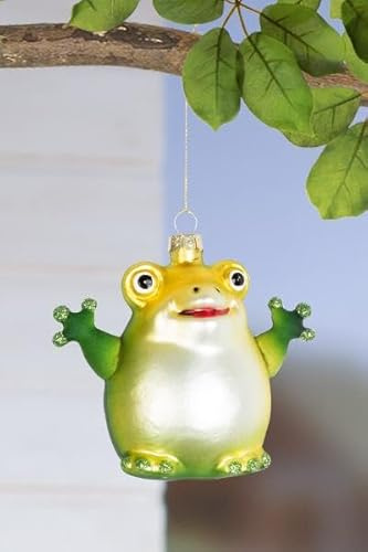 GILDE Glas Baumschmuck Frosch Bruno, grün, H:10cm