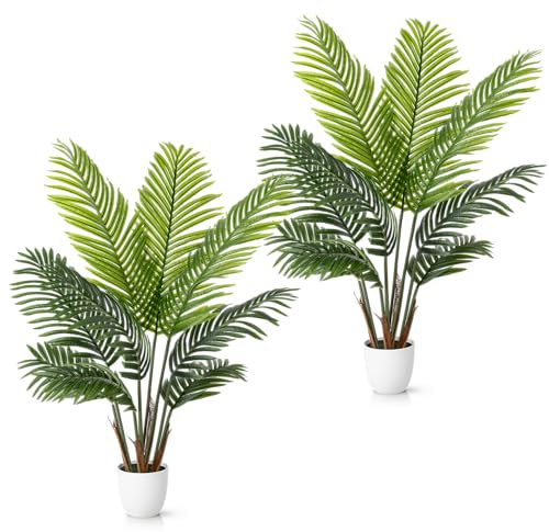 PASCH® 2 x Areca Kunstpalme groß (110cm) - Naturgetreu & Langlebig | Realistische Kunstpflanzen groß | Künstliche Pflanzen groß | Palme künstlich | Künstliche Palme für EIN natürliches Ambiente