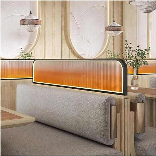 Trennwände für Essbereiche, Arbeitsplatten-Trennwand, gestreiftes Glas, dekorative Trennwände, niedriger Zaun, Restaurant-Tischplatten-Trennwand (Farbe: Orange, Größe: 11,8 x 23,6 Zoll)