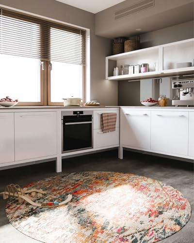 benuta Nest Vintage Teppich Casa - Mehrfarbig 200 cm rund - Teppich für Wohnzimmer, Schlafzimmer und Flur - Pflegeleicht - Fußbodenheizung Geeignet