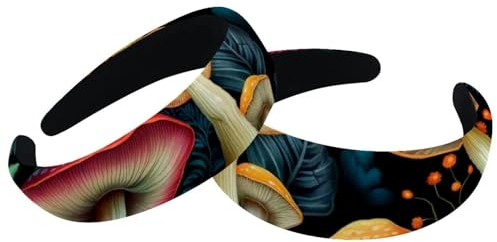 World of Mushrooms Haarbänder aus Polyester, breit, modisch, rutschfest, für Mädchen und Damen, 2 Stück