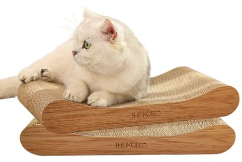 Heikoeco® 2 Kratzbretter Katze, 2 in 1 Kratzpappe für Katzen, Katzenspielzeug Lounge-Katzensofa aus Hochwertiger Wellpapp, Lounge-Bett 42 × 6.5 × 20 cm