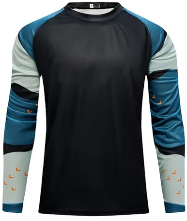 MTB Trikot, Herren Mountainbike Jersey Shirt Langarm Bike Top Summer Bicycle Sportswear Clothing Shirt Downhill Fahrrad Jersey (Schwarz,4XL)