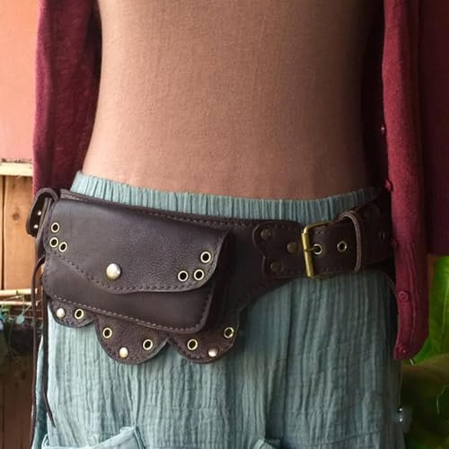Wikinger-Leder-Hüfttasche, Steampunk-Festival-Taillengürtel, Reise-Handytasche, Gürteltasche, verstellbare mittelalterliche Ritter-Cosplay-Kostüm-Umhängetasche, viktorianisches LARP-Kostüm,