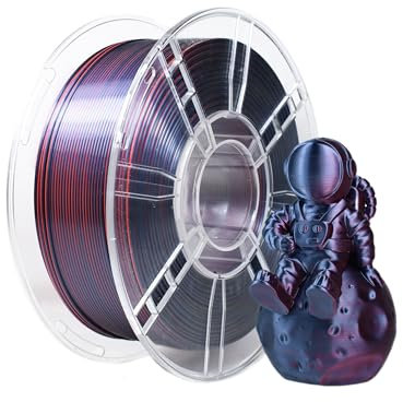 iBOSS Zweifarbiges Seidenfilament PLA PRO Filament, 1kg 3D DruckerFilament Seide PLA+, PLA Plus Glänzend Filament 1.75+/- 0.02 mm, Passen die meisten FDM Drucker(Seide schwarz & Rot)