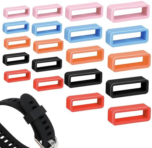XhjzgcTech 20 Stück Silikon Uhrenarmband Schlaufen, Halter, Ersatz Keeper, Verschlussring Befestigungsringe - 18mm 20mm 22mm 24mm