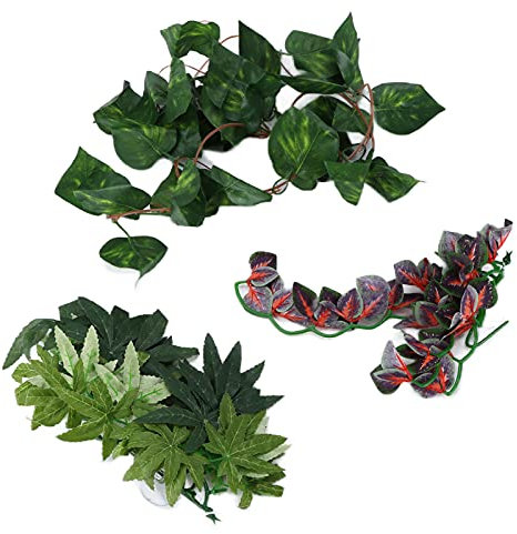 Restokki Plantes amphibiennes suspendues, Imitation rotin réaliste, matériau sûr, Couleur vive pour Reptiles, Terrarium, Animaux grimpants