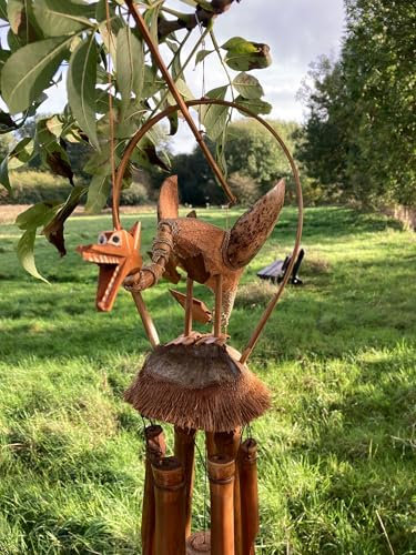 Drachen-Windspiel / Windspiel für drinnen und draußen, handgefertigt aus nachhaltigem Bambus, Fair Trade