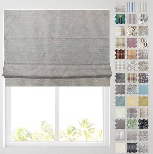 Barnes Blinds - Patterned Roman Blinds, Fully Lined, Custom Sizing Available - Durable Fittings Easy Fit (Nadia Grey Shimmer 91.5cm)