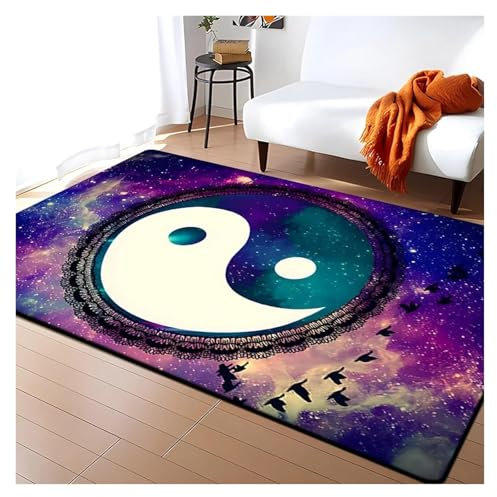 Rechteckiger Zottelteppich Moderne Teppiche 3D-gedruckter Tai Chi Bagua Yin Yang Muster Memory Foam Zwischenschicht Anti-Rutsch-Teppich for Schlafzimmer, Wohnzimmer, Heimdekoration, Kunstmatte(200 x 3