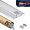 KOSOOM 20 x LED Fliesenprofil 2 m, Lichtdiffusor‑Schiene für LED-Streifen bis 20 mm, LED Aluminiumprofil Trockenbauprofil Abdeckung & Endkappen Für lineare Beleuchtung in Zuhause, Geschäften
