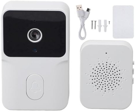 Acvxulfs Tuya Smart Doorbell with HD Night Vision WiFi 2-Way Intercom Real-Time Viewing for Home Security System White