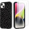 Kueqeay Handyhülle für iPhone 14/iPhone 13 6,1, Hülle mit 2 Stück Schutzfolie Weich Silikon Nie Vergilbung Case Aesthetic Muster Design Schwarz Fallschutz Bumper Schutzhülle, Leopard