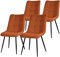 ML-Design Esszimmerstühle 4er Set Orange, Wohnzimmerstühle mit Stoffbezug & schwarzen Metallbeinen, Küchenstühle mit Rückenlehne, Polsterstühle für Esszimmer Wohnzimmer Küche Büro, Gepolsterte Sessel
