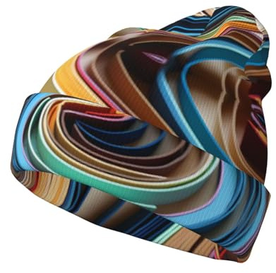 PHAYAH Herren Strickmütze mit bunten Papierstreifen, mit Bündchen, Unisex, für Damen und Herren, Strickmütze, Wintermütze