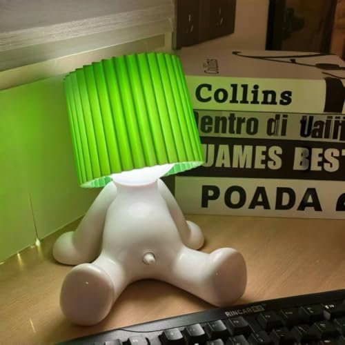 Kreative Nachtlicht A Little Shy Man, Lustige Schüchterner Mann Lampe Tischlampe, LED Tischlampe Mit Schirm, Romantische LED Nachttischlampe Schlafzimmer Deko Lampe (Sitz, Grün)