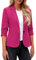 Roskiky Blazer élégant pour femme, veste à manches 3/4 d’affaires, look décontracté, costumes pour bureau, magenta, XL
