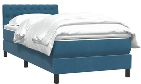 vidaXL Boxspringbett mit Matratze Dunkelblau 80x220 cm Samt