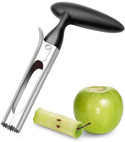 Heanvmyss Stainless Steel Apple Corer,Core Remover Tool,Plastic Handle Fruit Corer,Chef Aid Apple Corer,Dishwasher Safe,Apple Corer Remover for Kitchen,Pears,Pineapple(Black,18cm)