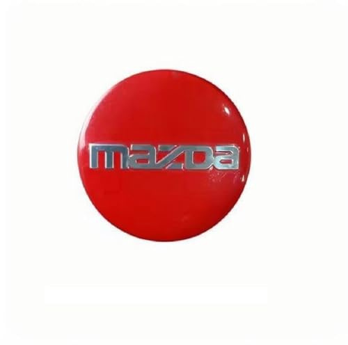 CHAOWEIFB 4 Stück Auto Nabendeckel Aufkleber für Mazda 3 2013-2019 2020 2021 2022 2023 2024, Radnabenabdeckung-Logo Radnabendeckel Nabenkappen Abzeichen Sticker,Red C-60MM