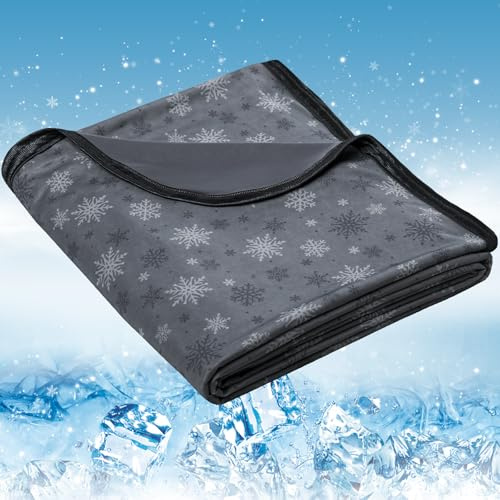 RUMBALUXY Cooling Blanket for Hot Sleepers - Soft & Lightweight Summer Cold Blanket for Night Sweats | Perfect for Bed, Couch, Sofa (Dark Gray, Throw 130 x 180cm)