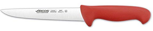 Arcos Serie 2900 - Caja 6 uds Cuchillo Carnicero - Hoja de Acero Inoxidable NITRUM de 180 mm - Mango inyectado en Polipropileno Color rojo (6 UDS)