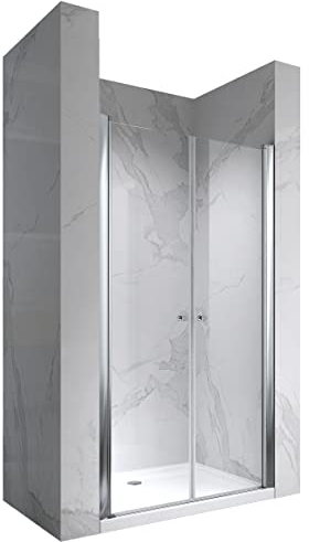 i-flair Duschtür 80x180 cm Verstellbereich von 80-84 cm, Höhe: 180 cm, Duschabtrennung aus 6 mm durchsichtigem ESG Sicherheitsglas mit Nanobeschichtung und Hebe-Senkmechanismus - DTC