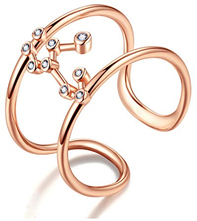 VIKI LYNN Damen Sternzeichen Ringe mit 925 Sterling Silber und Zirkonia Personalisierte Geschenke für Frauen Mädchen