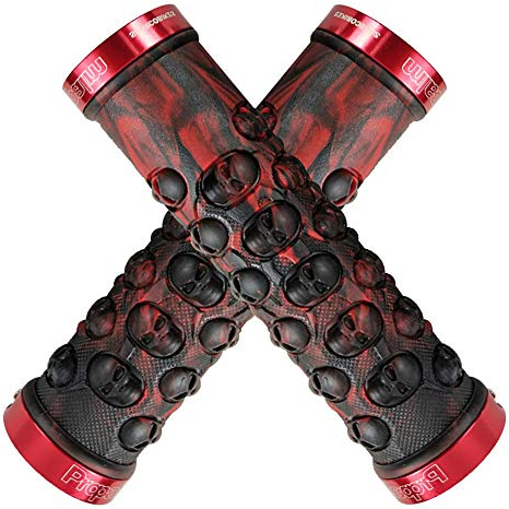 WAA 1 Paar Fahrradgriff Anti-Rutsch Gummi Schädel, Lenkergriff Fahrradlenker mit Aluminium Lock für Sport Mountain Bike MTB BMX
