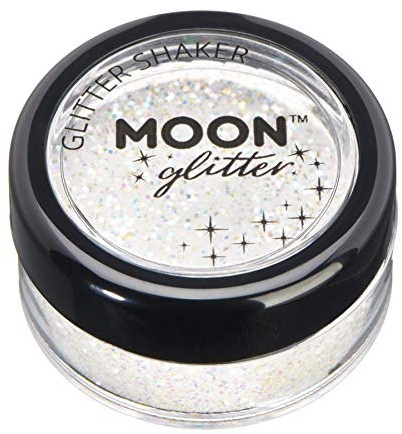 Iridescent Glitter Shakers by Moon Glitter - White - Cosmetic Festival Makeup Glitter for Face, Body, Nails, Hair, Lips - 5g