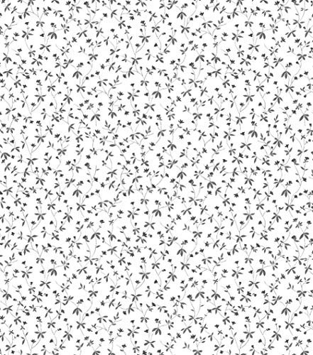 Papiertapete Efeu schwarz auf weißer Basis Country 7536 Blumen für Provence Küchen