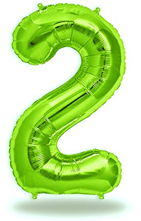 FUNXGO® folienballon zahl 2 Grün - Riesenzahl Ballon ca.100 cm - Luftballon Zahl 2 - fliegt mit Helium - zum 2. Geburtstag, Hochzeit, Jubiläum, Fest, Party Dekoration - Ballon 2 Grün