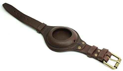 Sulla brauner Uhrenband für Taschenuhren aus Leder handgemacht Bronze